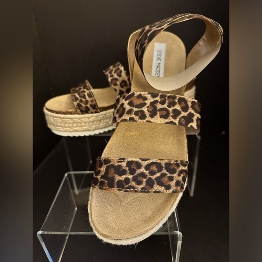Steve Madden Leopard Print Platform Espadrille Sandals